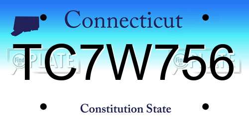 TC7W756 Connecticut License Plate