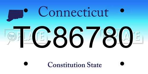 TC86780 Connecticut License Plate