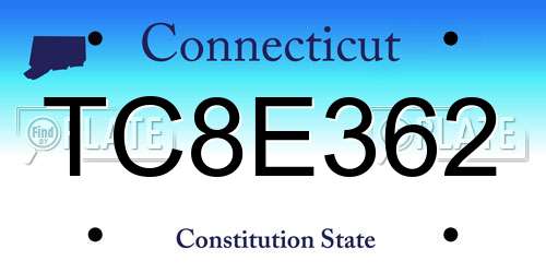 TC8E362 Connecticut License Plate