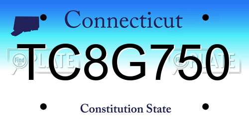 TC8G750 Connecticut License Plate
