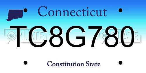 TC8G780 Connecticut License Plate