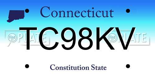 TC98KV Connecticut License Plate
