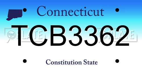 TCB3362 Connecticut License Plate