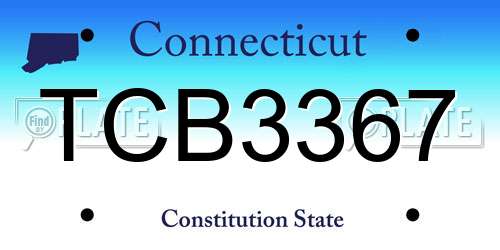 TCB3367 Connecticut License Plate
