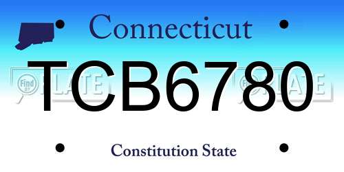 TCB6780 Connecticut License Plate
