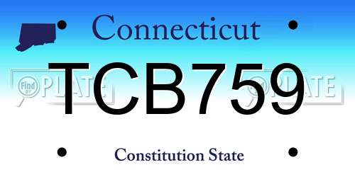 TCB759 Connecticut License Plate