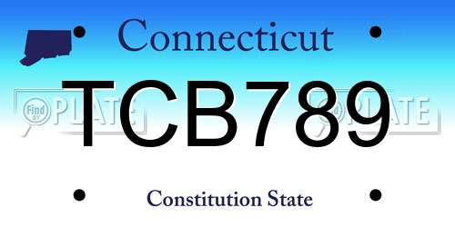 TCB789 Connecticut License Plate