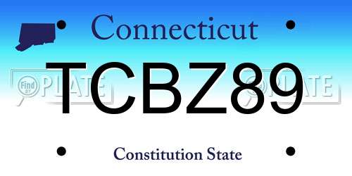 TCBZ89 Connecticut License Plate