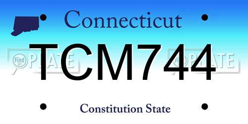 TCM744 Connecticut License Plate