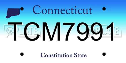 TCM7991 Connecticut License Plate