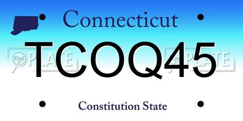 TCOQ45 Connecticut License Plate