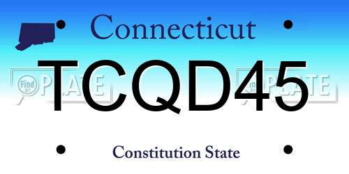 TCQD45 Connecticut License Plate