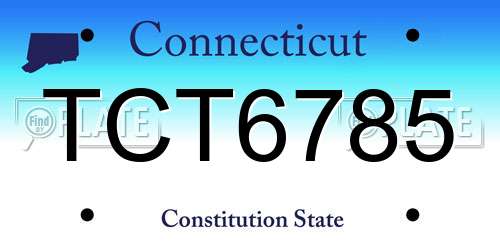 TCT6785 Connecticut License Plate
