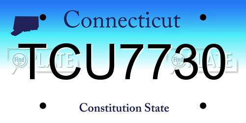 TCU7730 Connecticut License Plate