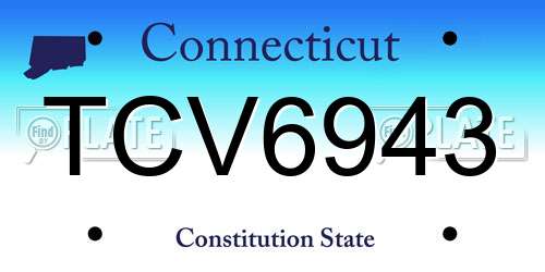 TCV6943 Connecticut License Plate