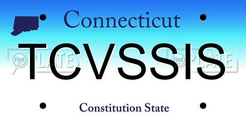 TCVSSIS Connecticut License Plate