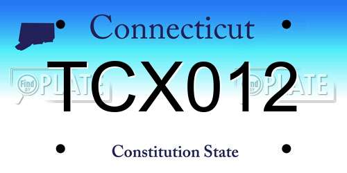 TCX012 Connecticut License Plate