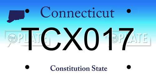 TCX017 Connecticut License Plate