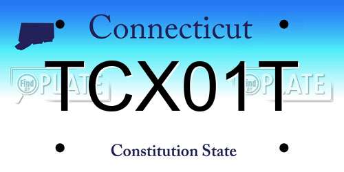 TCX01T Connecticut License Plate