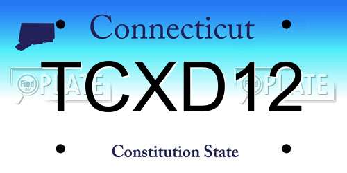 TCXD12 Connecticut License Plate