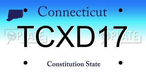 TCXD17 Connecticut License Plate