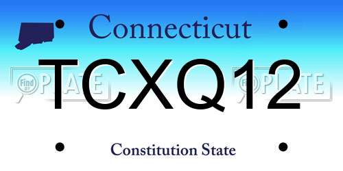 TCXQ12 Connecticut License Plate