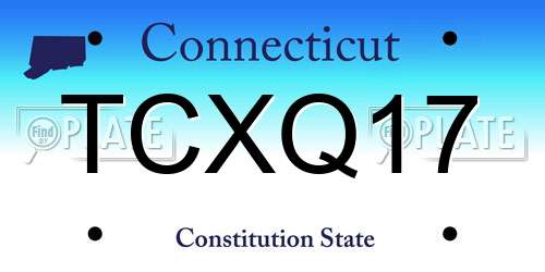 TCXQ17 Connecticut License Plate