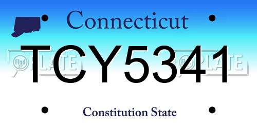 TCY5341 Connecticut License Plate