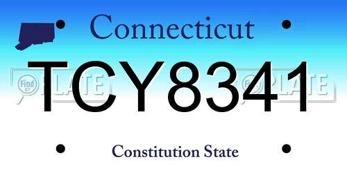 TCY8341 Connecticut License Plate