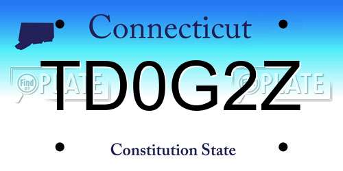 TD0G2Z Connecticut License Plate