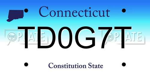 TD0G7T Connecticut License Plate