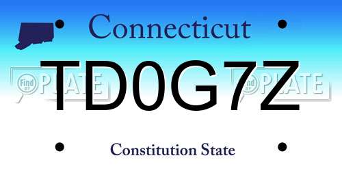 TD0G7Z Connecticut License Plate