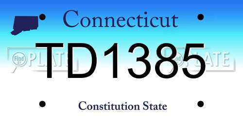 TD1385 Connecticut License Plate