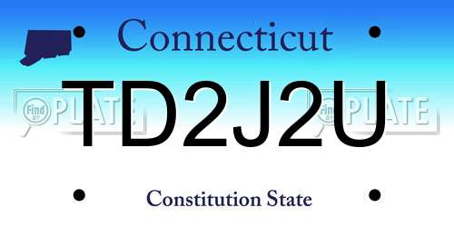 TD2J2U Connecticut License Plate