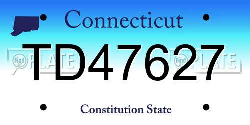 TD47627 Connecticut License Plate
