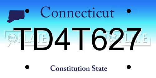 TD4T627 Connecticut License Plate