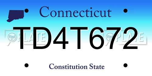 TD4T672 Connecticut License Plate