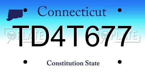 TD4T677 Connecticut License Plate