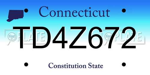 TD4Z672 Connecticut License Plate