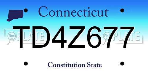 TD4Z677 Connecticut License Plate
