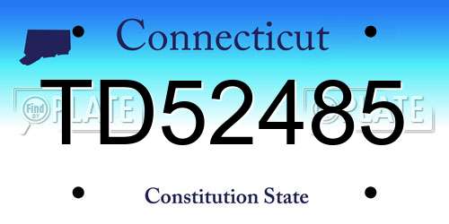 TD52485 Connecticut License Plate