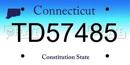 TD57485 Connecticut License Plate