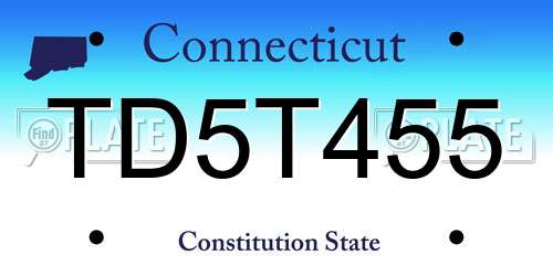 TD5T455 Connecticut License Plate