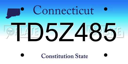 TD5Z485 Connecticut License Plate