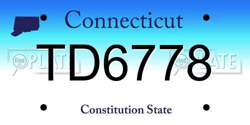 TD6778 Connecticut License Plate