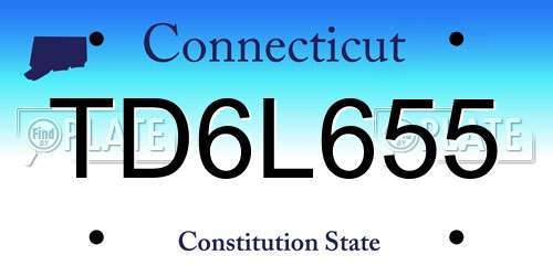 TD6L655 Connecticut License Plate
