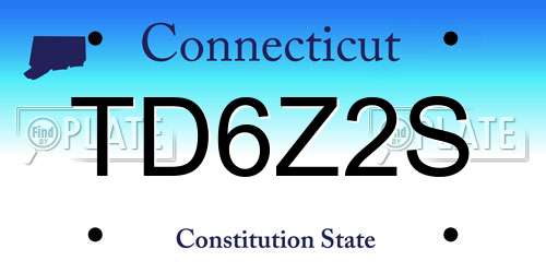 TD6Z2S Connecticut License Plate