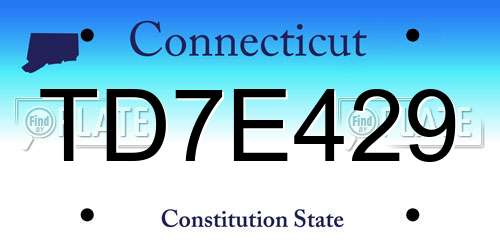 TD7E429 Connecticut License Plate