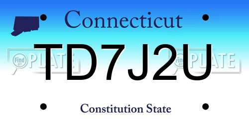 TD7J2U Connecticut License Plate