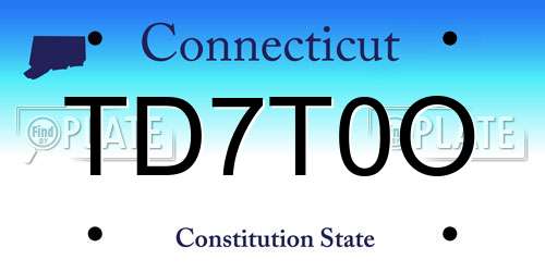 TD7T0O Connecticut License Plate